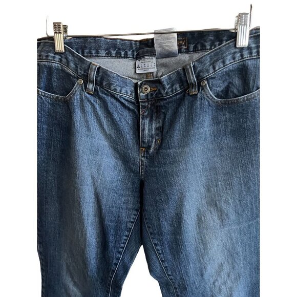 Columbia Jeans Womens 14 Blue Denim Boot Cut Leg Faded Distressed Torn - Picture 9 of 14